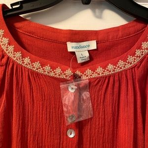 Embroidered orange cotton shirt